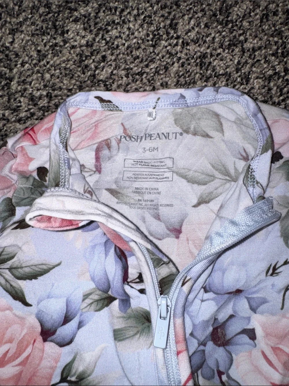 Posh Peanut Pink & Blue Floral Footed One-Piece